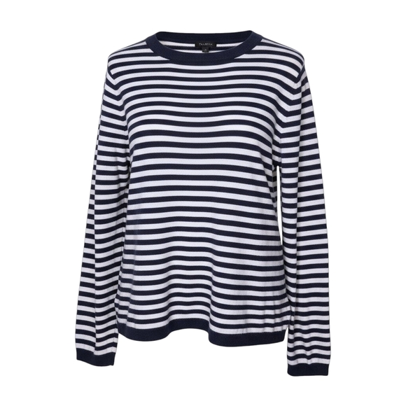Talbots Sweaters - Talbots Nautical Striped Sweater Navy & White Soft Lambswool Blend Gently Used‎